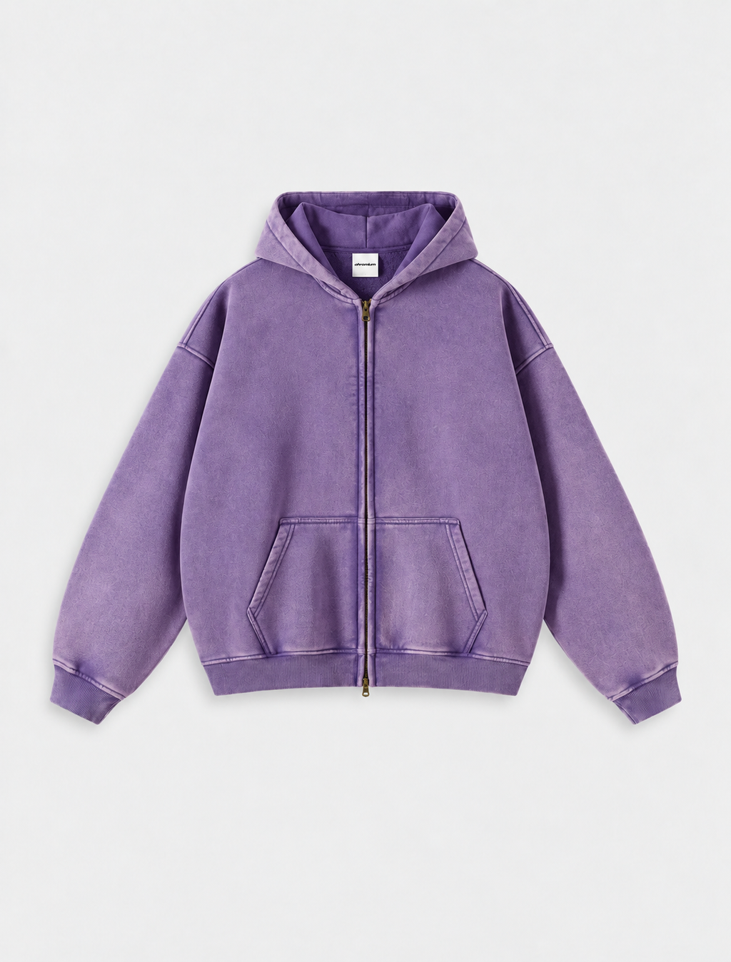 Washed Distressed Fleece Zip-Up Jacket
